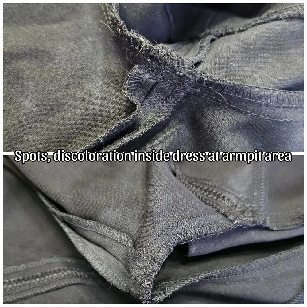 Black Knit Dress Tan Contrast Trim Epaulet Brooks Brothers Size 2 Stretch Pocket - Picture 6 of 9